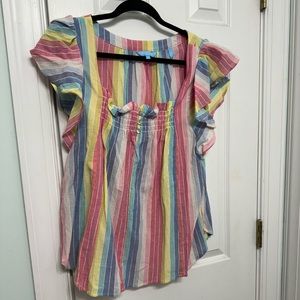 Draper James Rainbow striped linen top